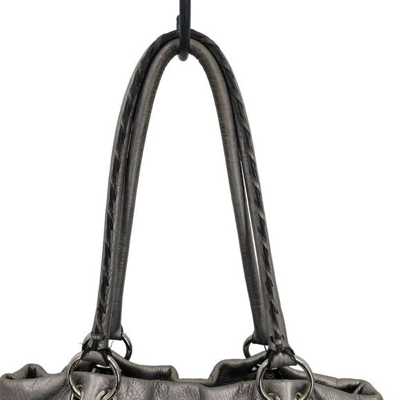 B. Makowsky Shoulder Bag Leather Black Silver Braided Slouchy Large Edgy Baddie - Picture 13 of 17